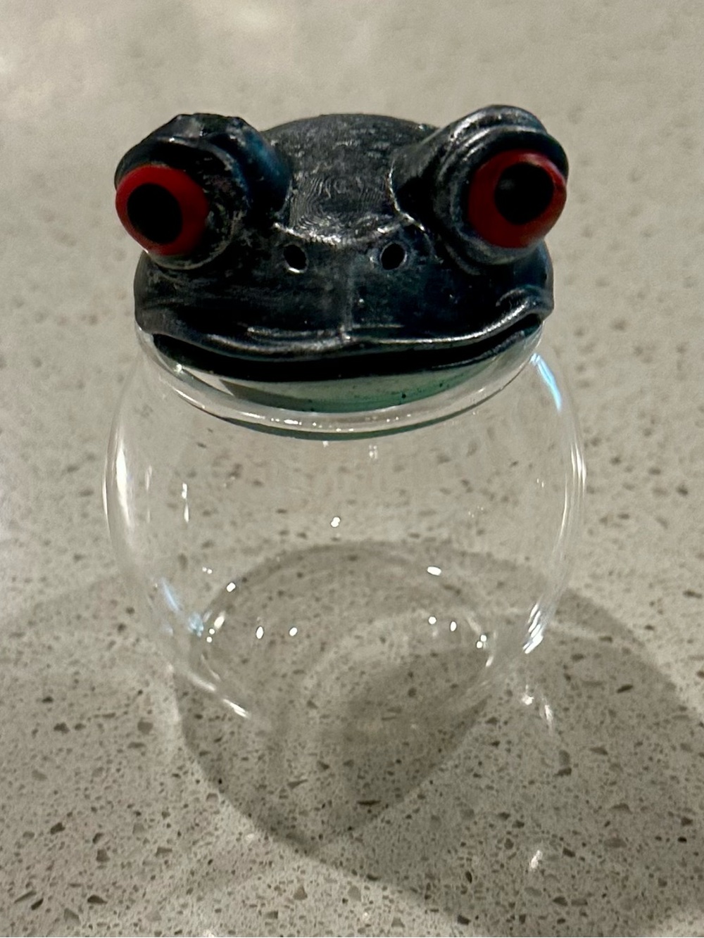 Decorative Frog Terrarium Jar Lid - Black with Red Eyes